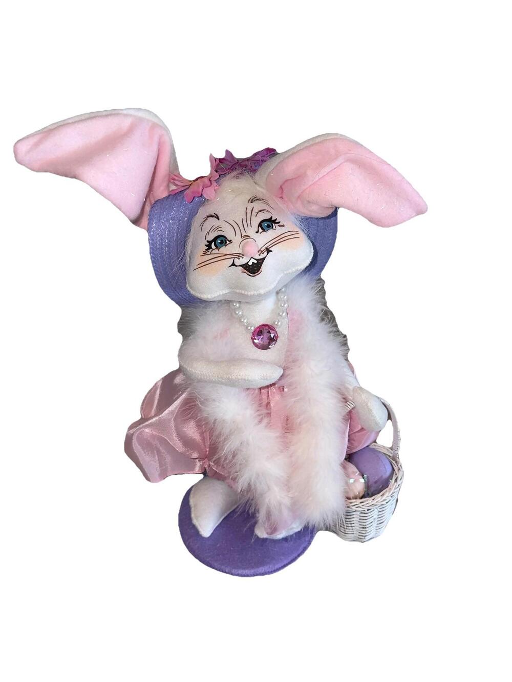 Annalee Dolls Felt Easter Parade Girl Bunny Basket 12" Rabbit Plush Figurine